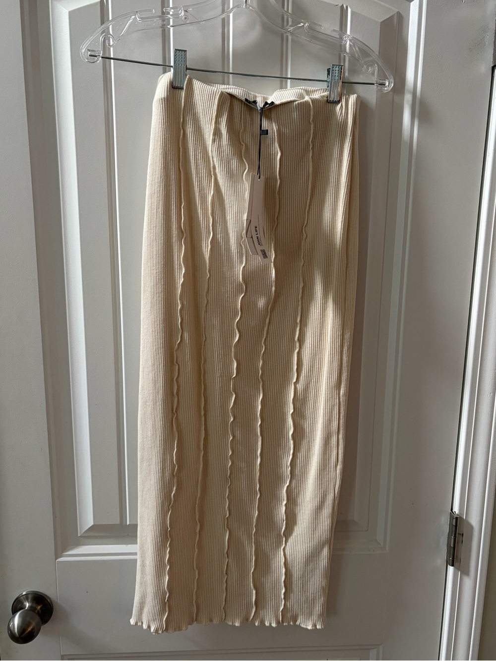NWT Zara ribbed Cream Midi Skirt Sz Small